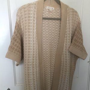 Cold Water Creek. NWOT. XL open front cardigan. Tan/white knit